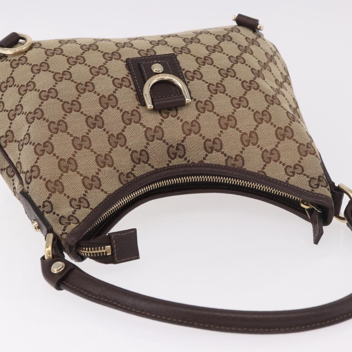 GUCCI Abbey GG Canvas Shoulder Bag Beige Gold 130738 Auth 189099A