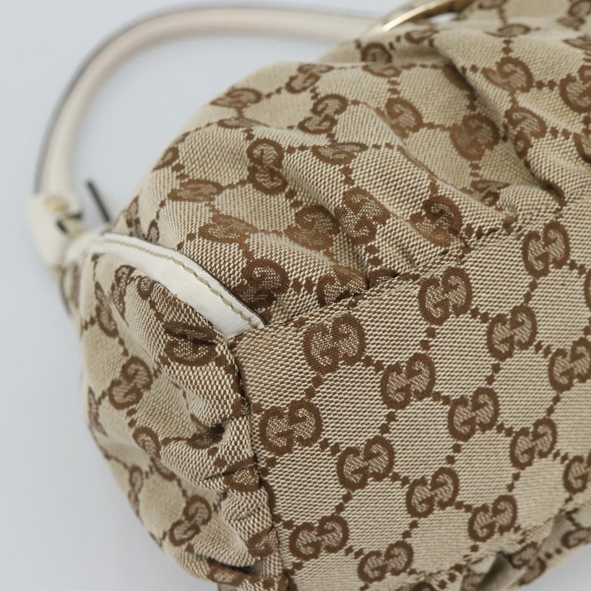 GUCCI GG Canvas Abbey Shoulder Bag Beige Gold 190525 Auth 189100A
