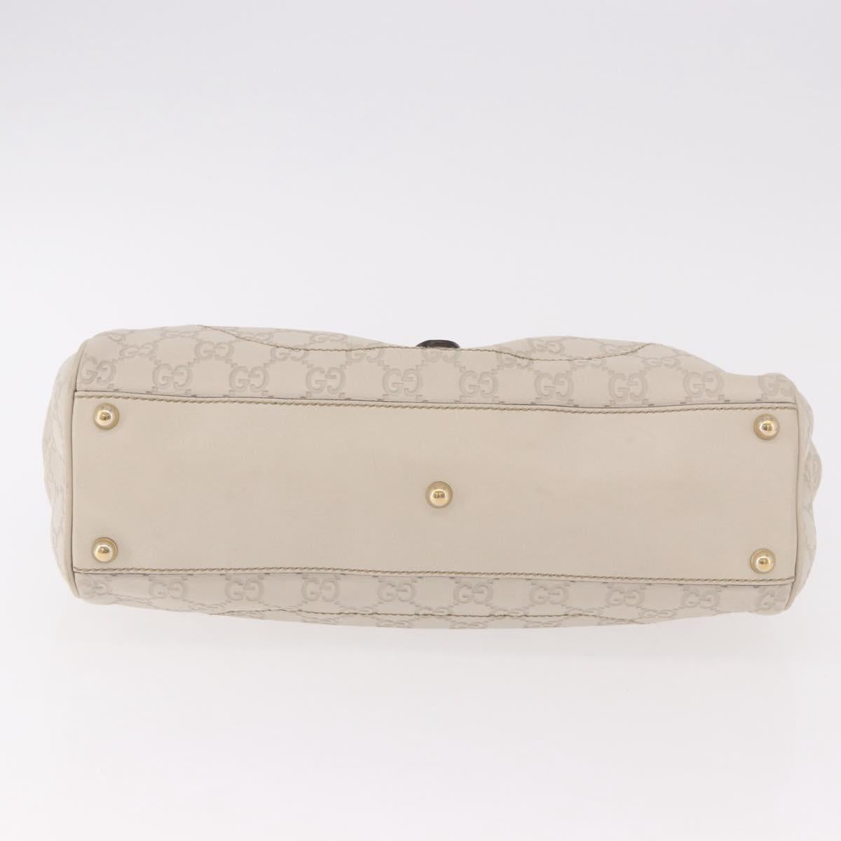GUCCI New Jackie GG Canvas Shoulder Bag Leather Ivory Gold 145819 Auth 189101A