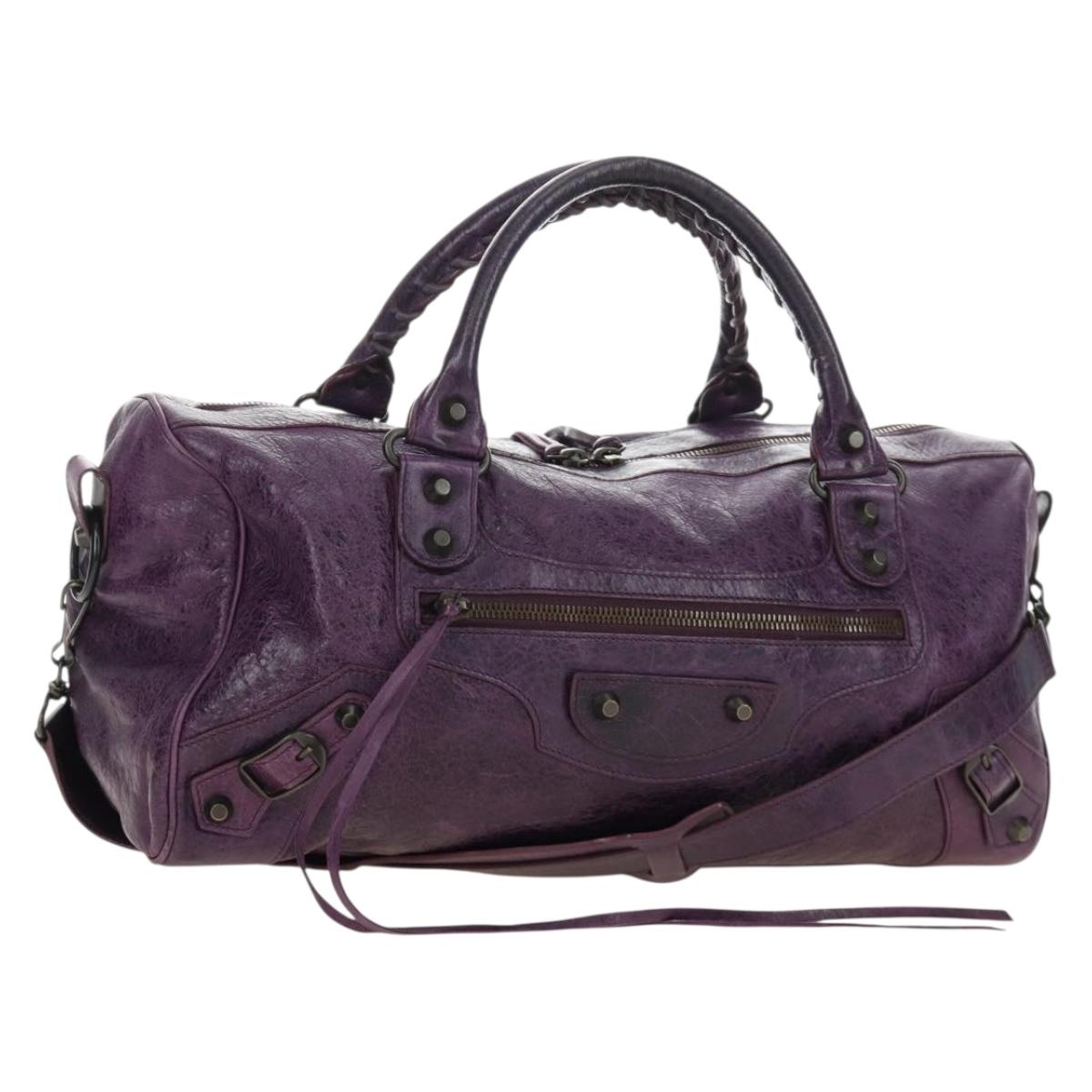 BALENCIAGA Zazigi Hand Bag Leather 2way Purple 128523 Auth 189102M