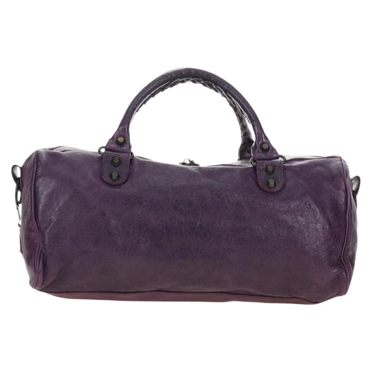 BALENCIAGA Zazigi Hand Bag Leather 2way Purple 128523 Auth 189102M