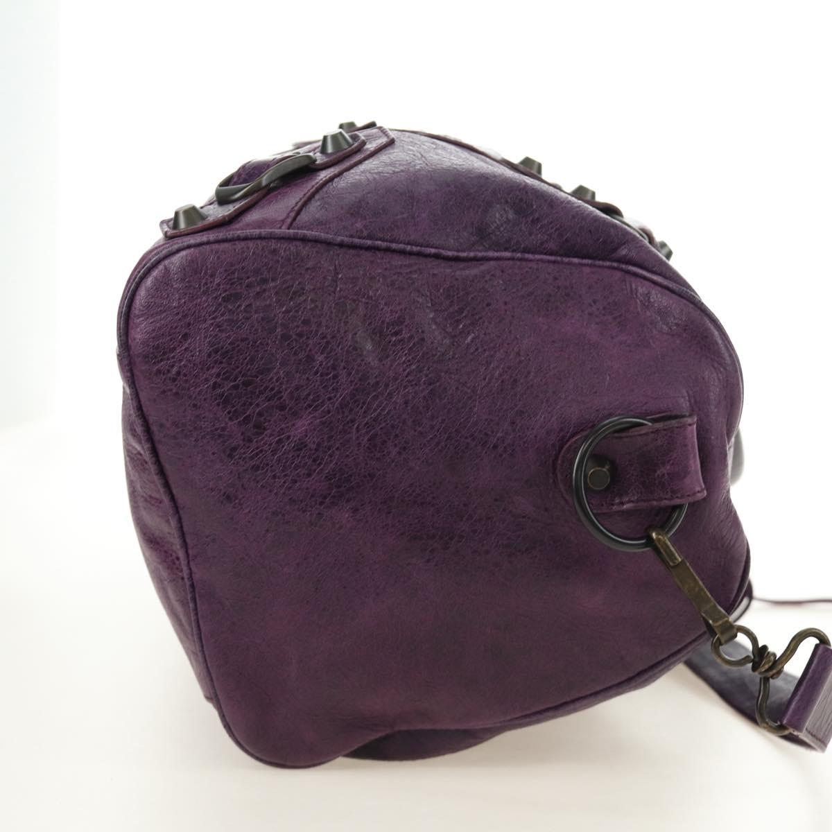 BALENCIAGA Zazigi Hand Bag Leather 2way Purple 128523 Auth 189102M