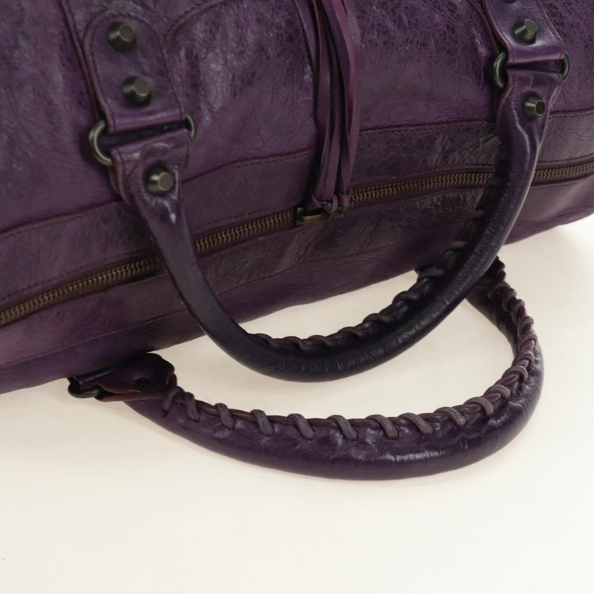 BALENCIAGA Zazigi Hand Bag Leather 2way Purple 128523 Auth 189102M
