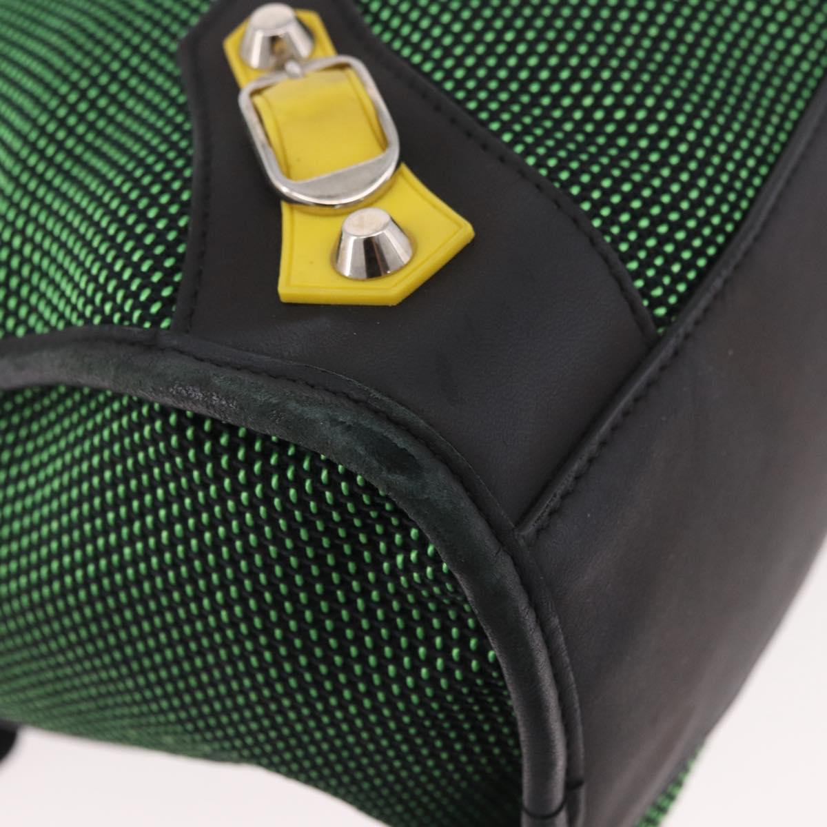 BALENCIAGA The City Hand Bag Canvas 2way Green Silver 115748 Auth 189103M