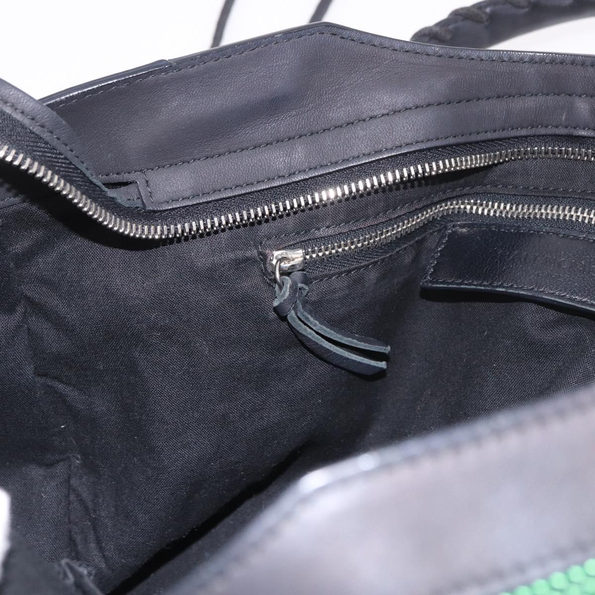 BALENCIAGA The City Hand Bag Canvas 2way Green Silver 115748 Auth 189103M