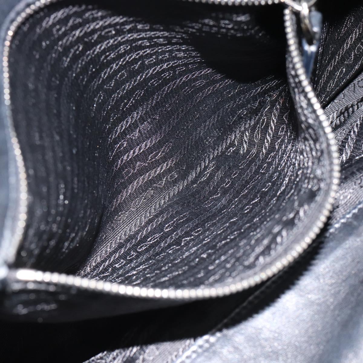 PRADA Hand Bag Leather Black Silver Auth 189104V