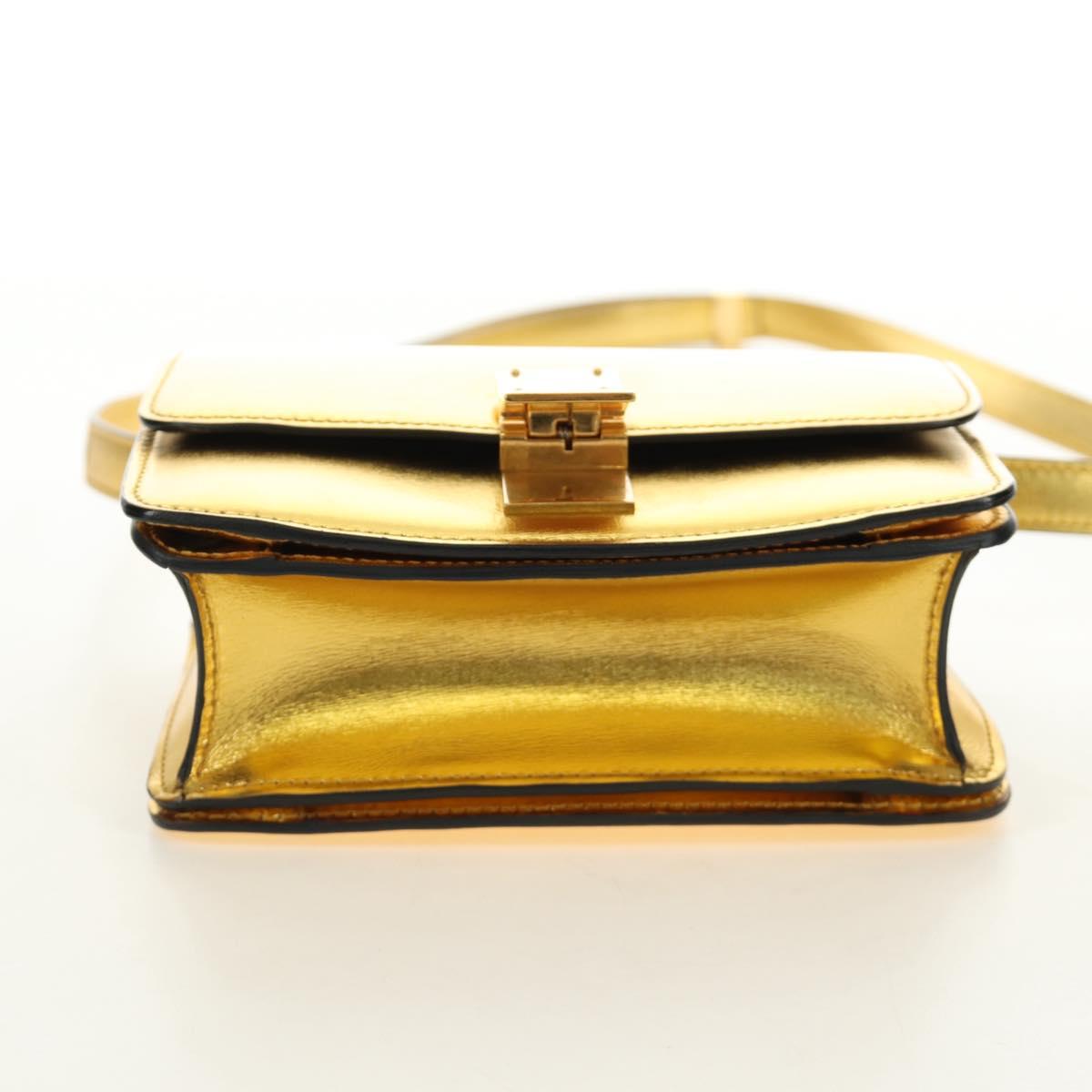 CELINE Shoulder Bag Leather Gold Auth 189106M