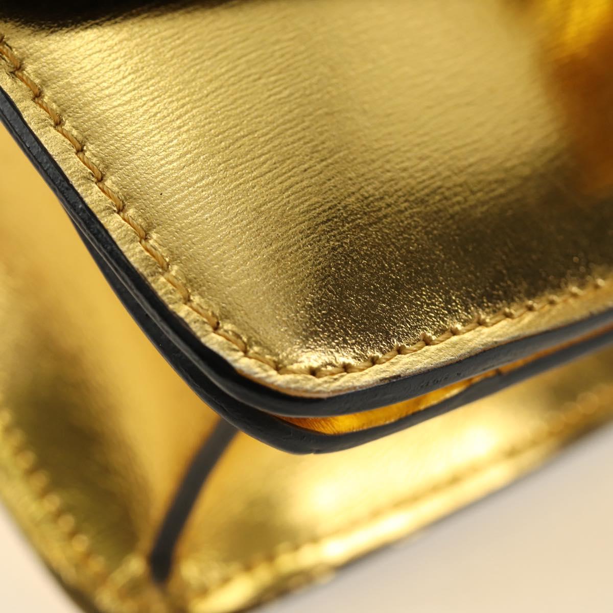 CELINE Shoulder Bag Leather Gold Auth 189106M