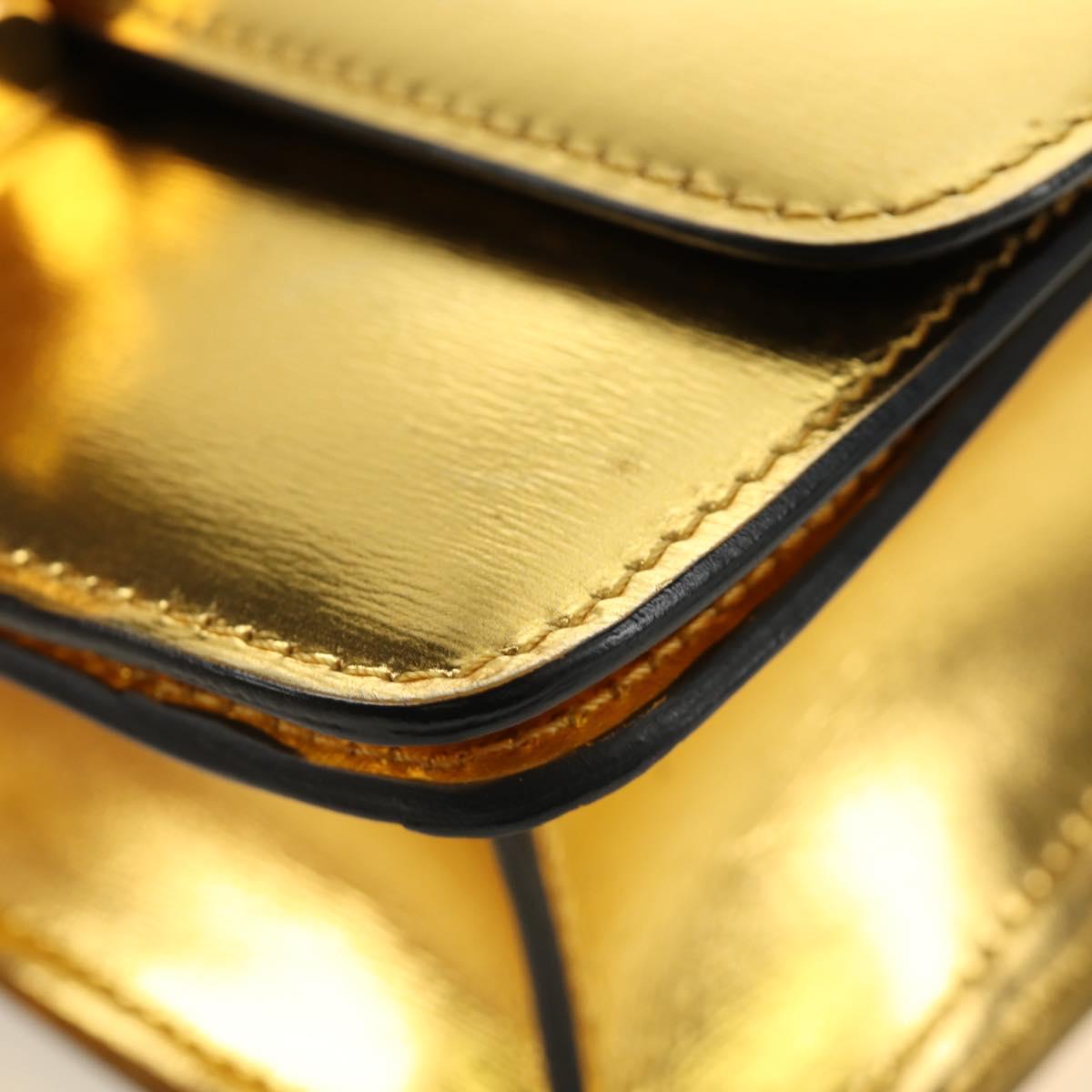 CELINE Shoulder Bag Leather Gold Auth 189106M