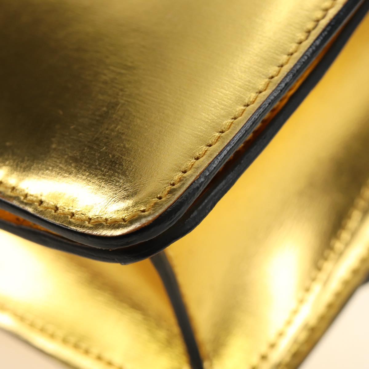 CELINE Shoulder Bag Leather Gold Auth 189106M