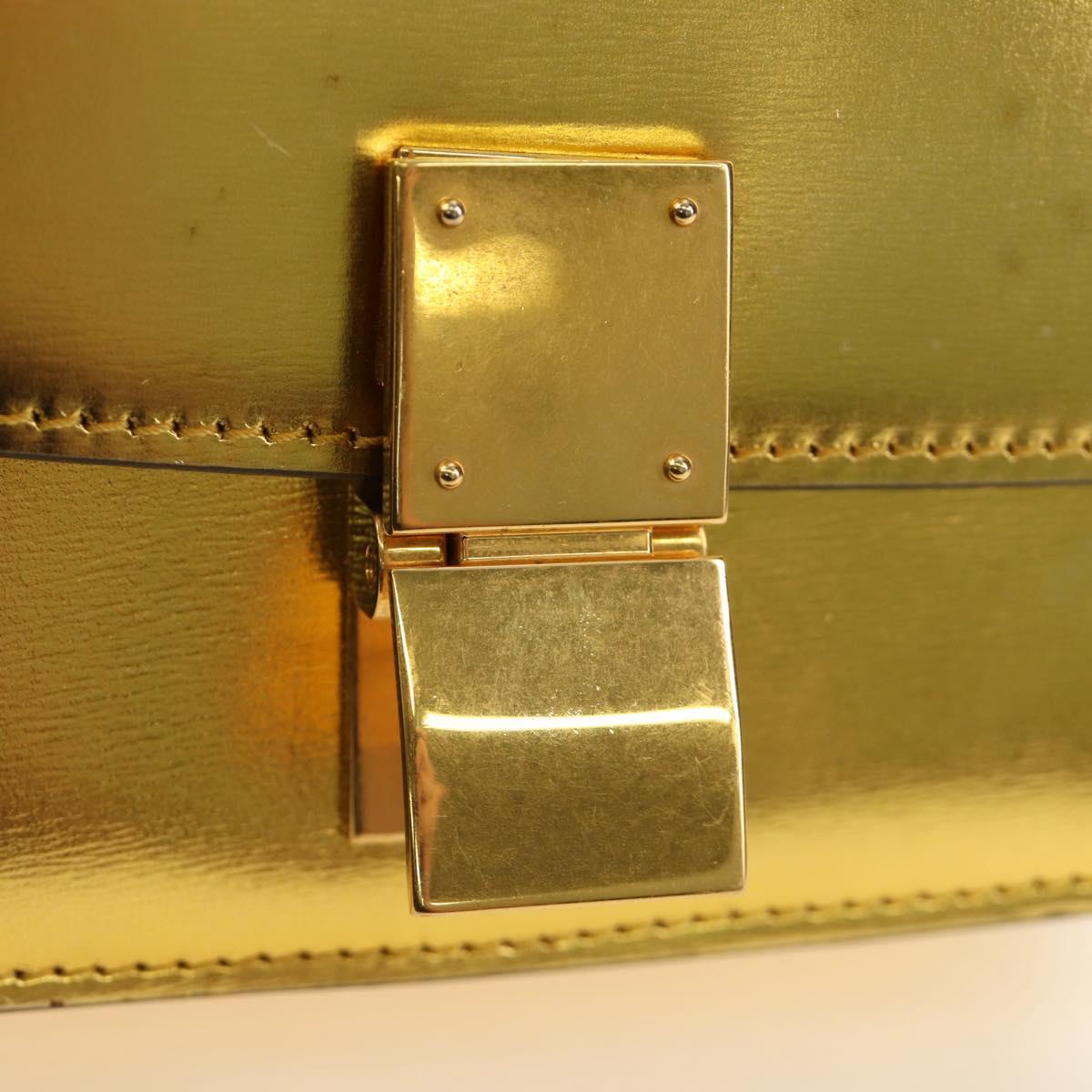 CELINE Shoulder Bag Leather Gold Auth 189106M