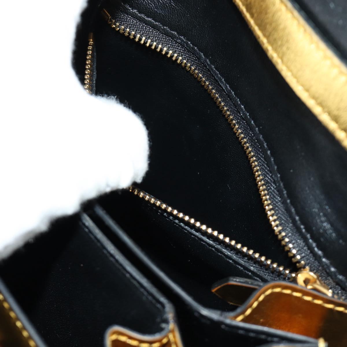 CELINE Shoulder Bag Leather Gold Auth 189106M