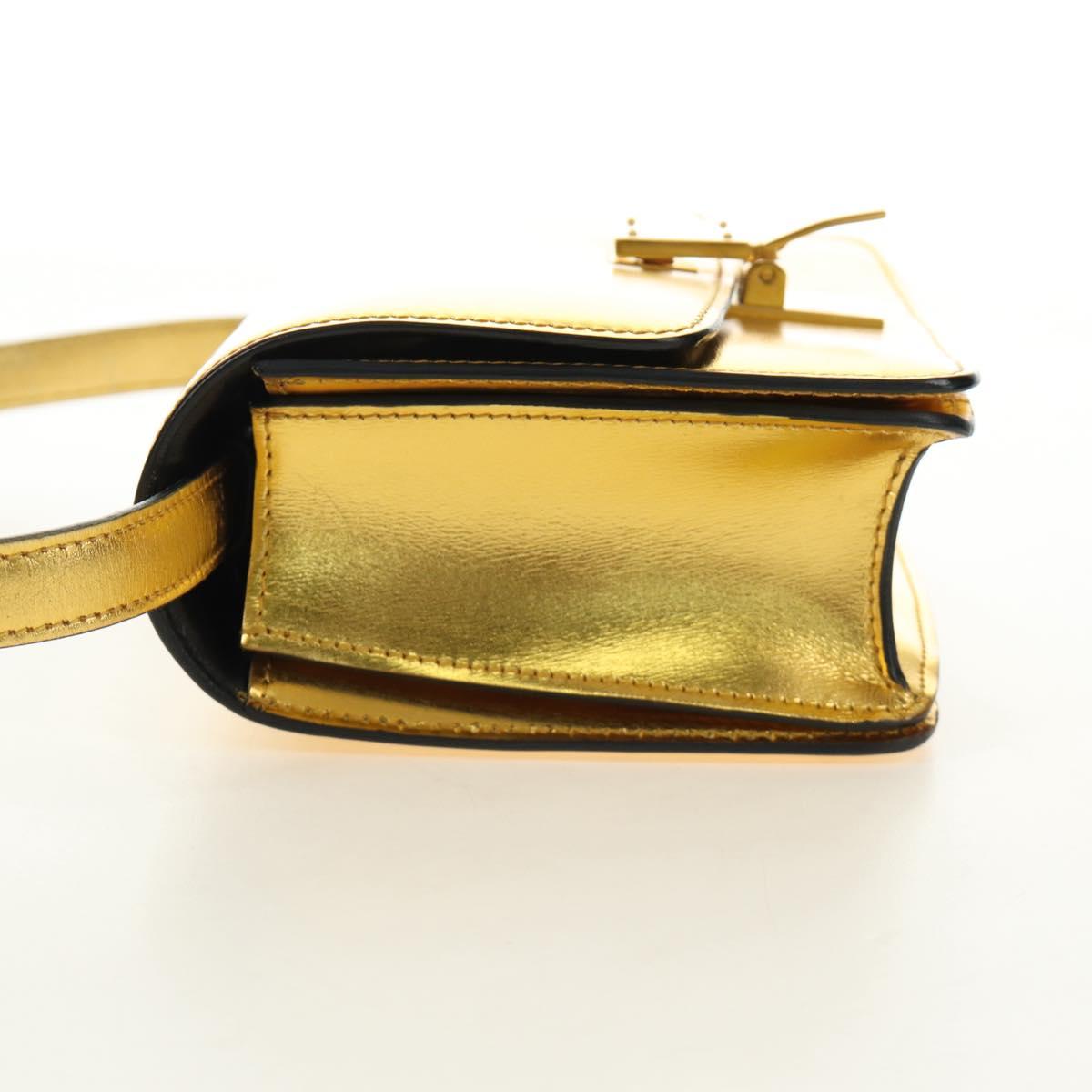 CELINE Shoulder Bag Leather Gold Auth 189106M