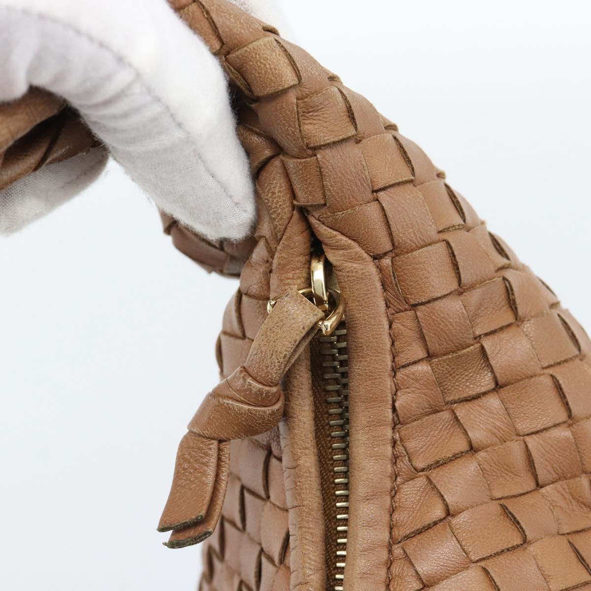 BOTTEGA VENETA INTRECCIATO Shoulder Bag Leather Brown Gold 115653 Auth 189108V