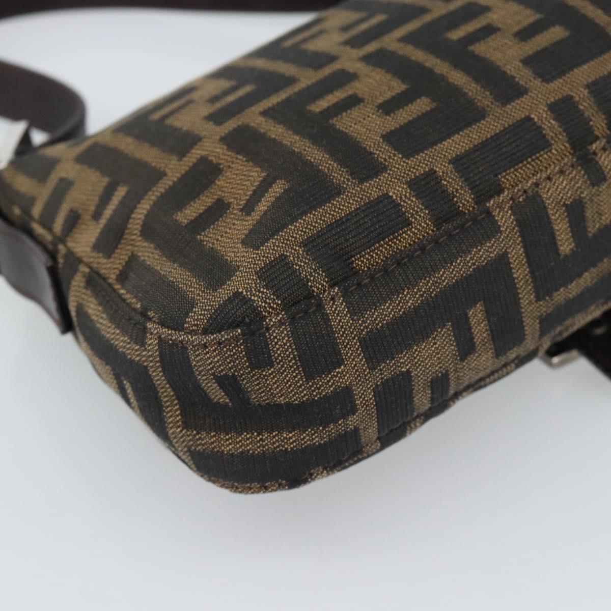 FENDI Zucca Canvas Mamma Baguette Shoulder Bag Black Brown Auth 189109V