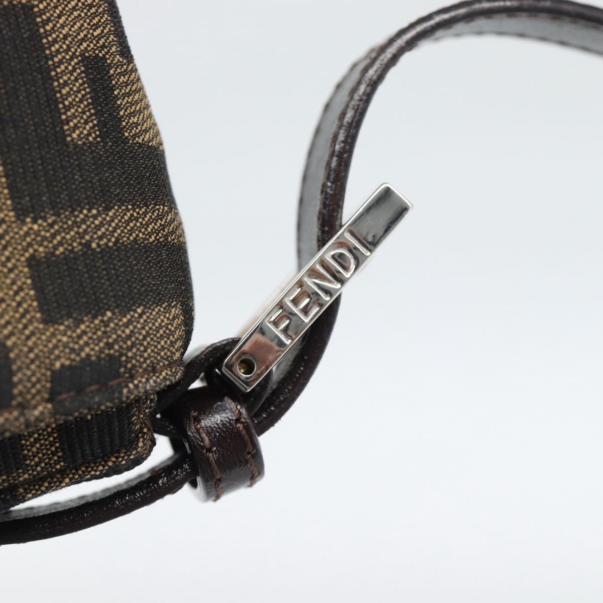 FENDI Zucca Canvas Mamma Baguette Shoulder Bag Black Brown Auth 189109V
