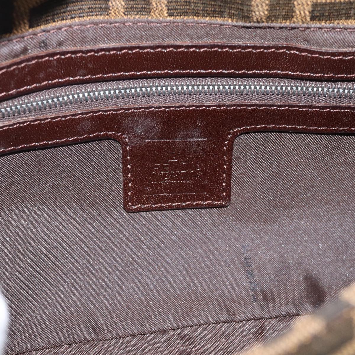 FENDI Zucca Canvas Mamma Baguette Shoulder Bag Black Brown Auth 189109V
