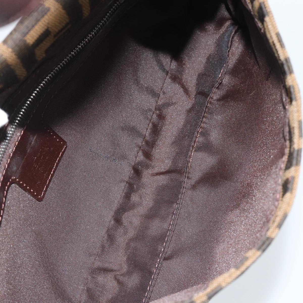 FENDI Zucca Canvas Mamma Baguette Shoulder Bag Black Brown Auth 189109V