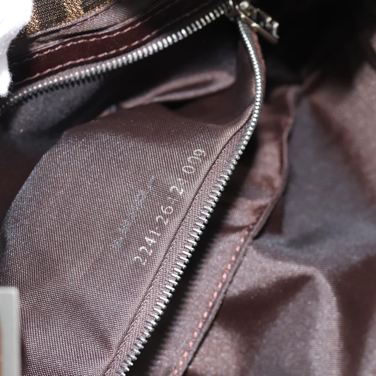 FENDI Zucca Canvas Mamma Baguette Shoulder Bag Black Brown Auth 189109V