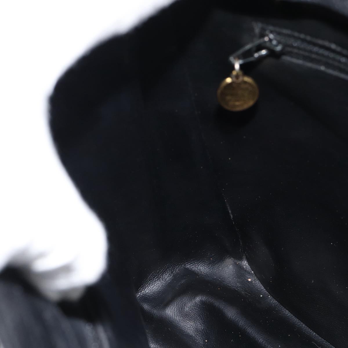 CHANEL Triple Coco Chain Shoulder Bag Caviar Skin Black Gold CC Auth 189110V