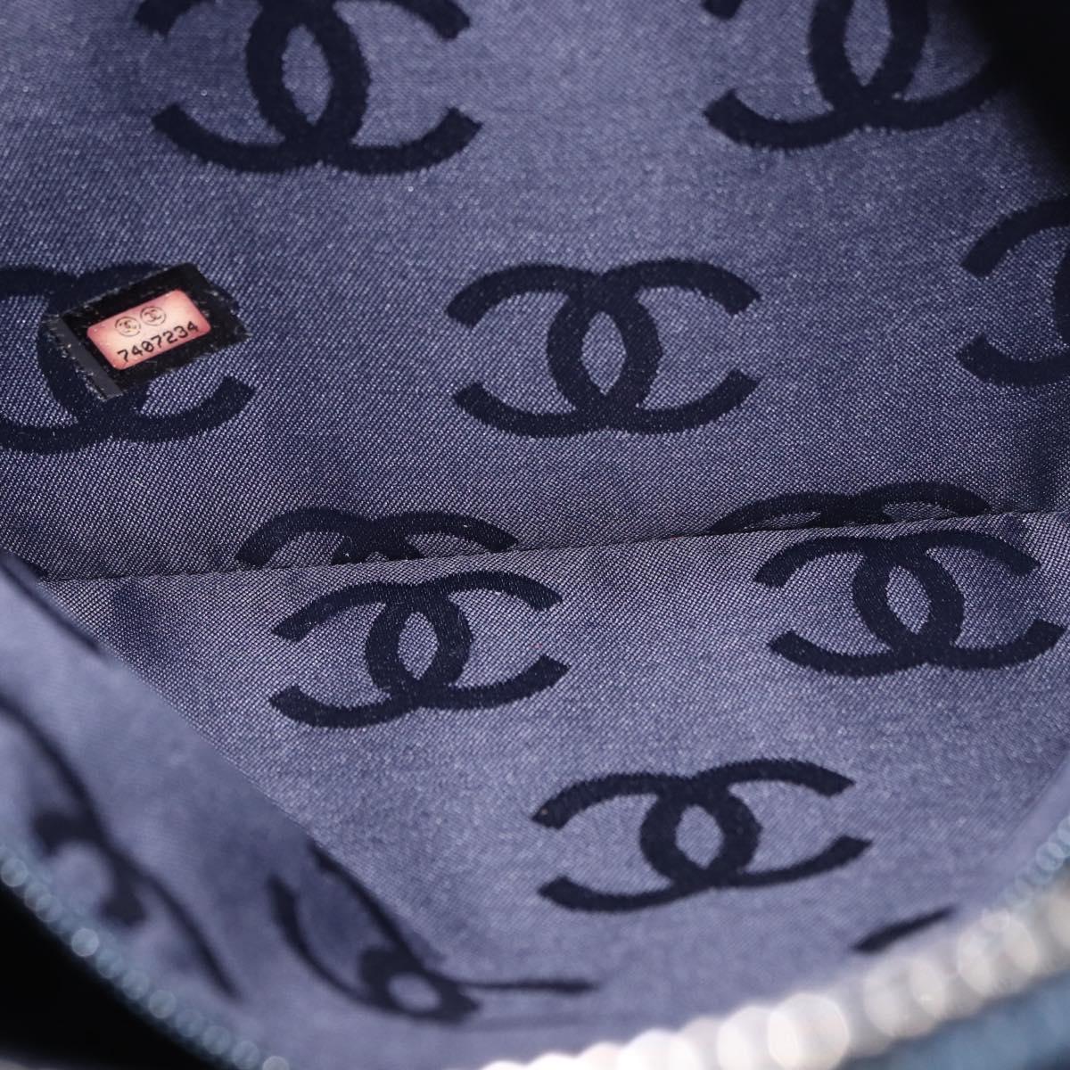 CHANEL Shoulder Bag Denim Blue Silver CC Auth 189111V