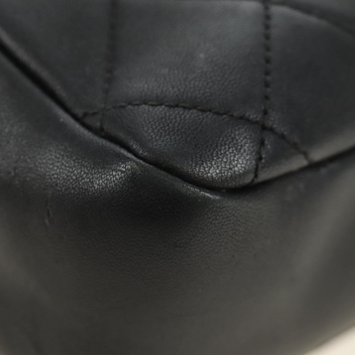 CHANEL All About Chain Matelasse Bag Lamb Skin Black Gold CC Auth 189115SM
