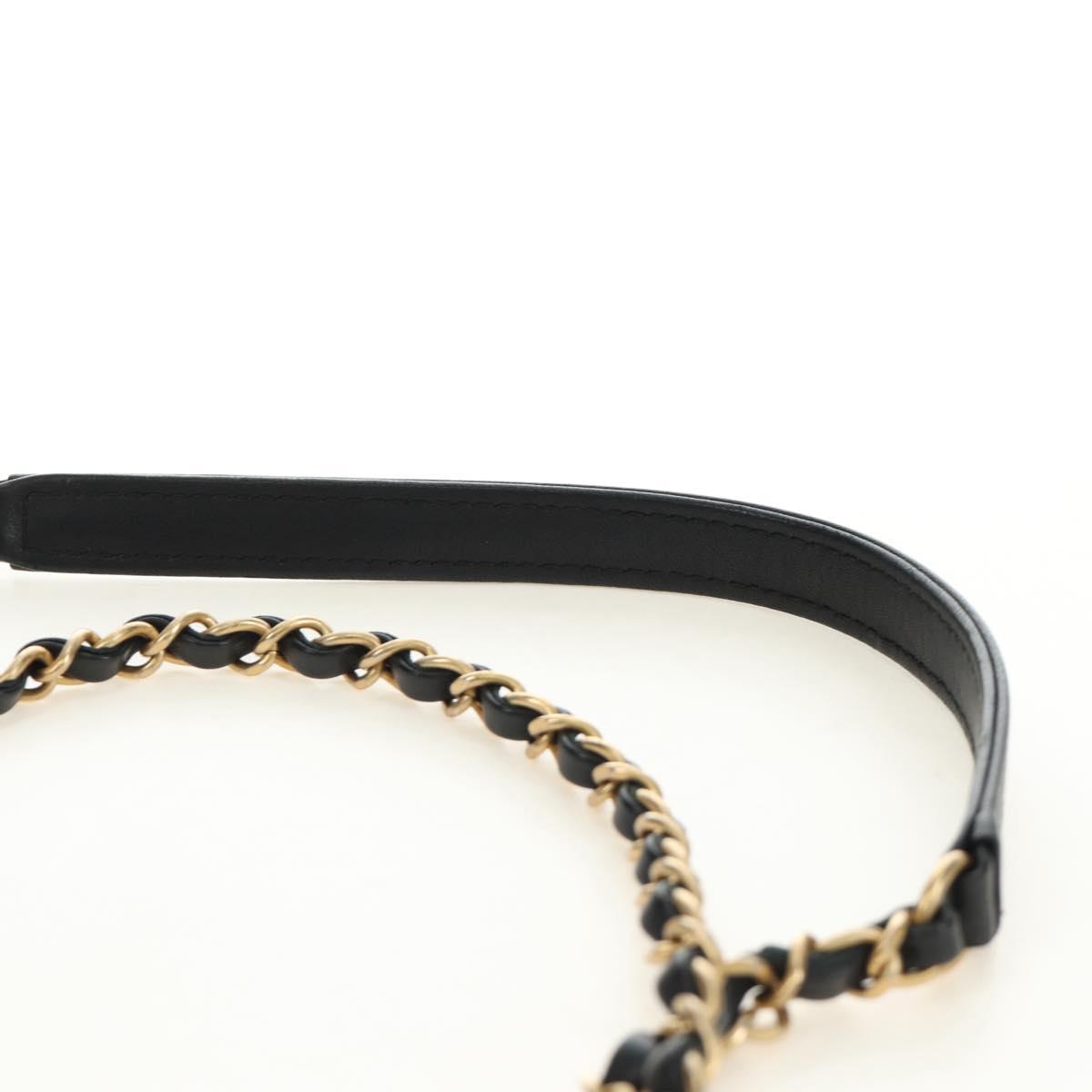 CHANEL All About Chain Matelasse Bag Lamb Skin Black Gold CC Auth 189115SM