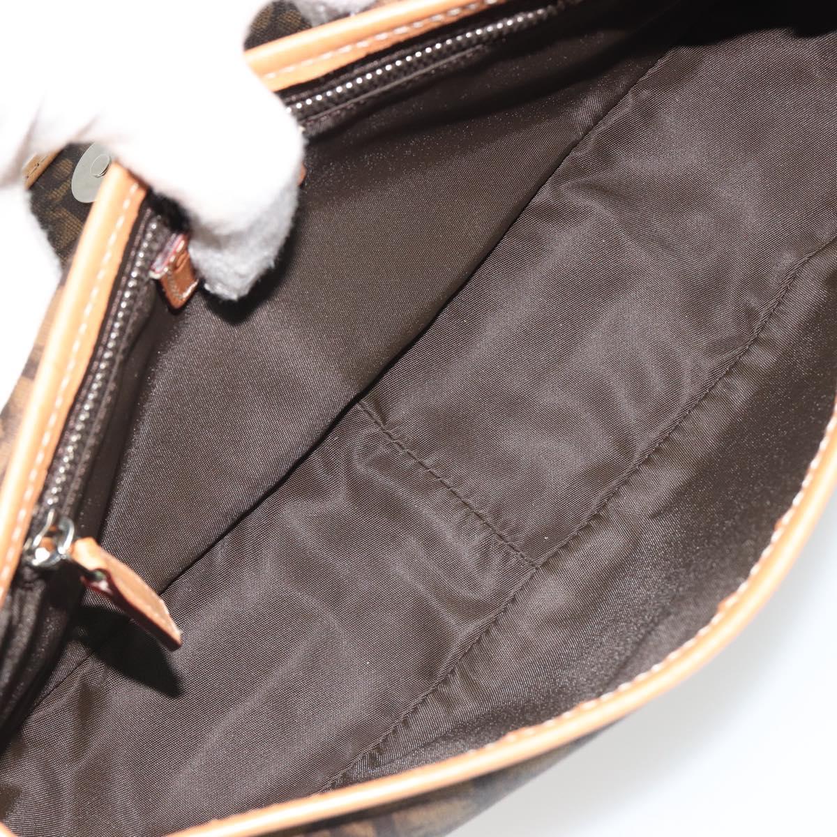Christian Dior Trotter Canvas Romantic Chain Bag PVC Brown Silver Auth 189117SM