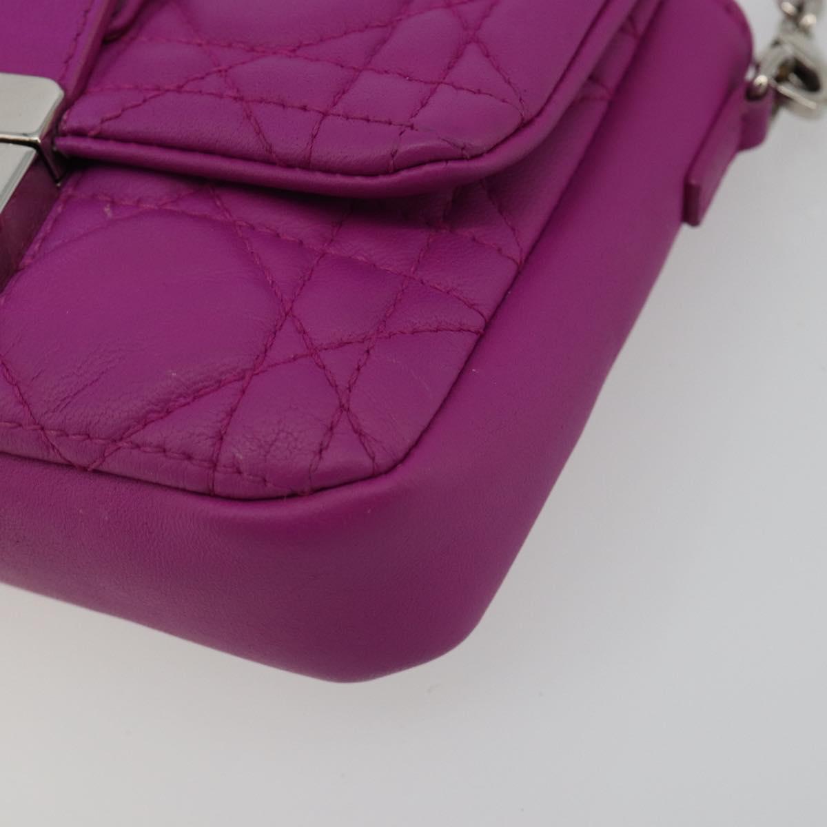 Christian Dior Chain Cannage Shoulder Bag Lamb Skin Purple Auth 189118A