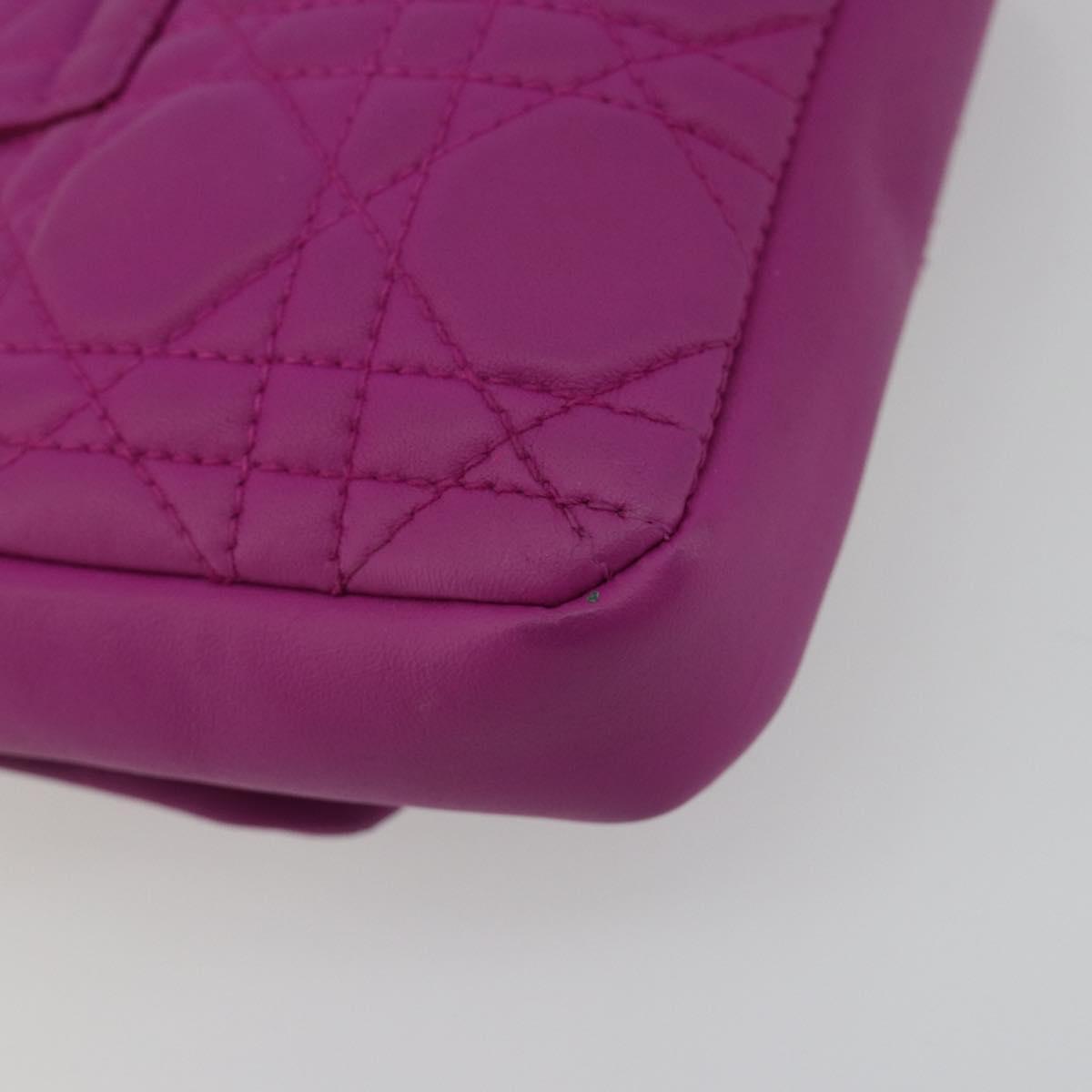 Christian Dior Chain Cannage Shoulder Bag Lamb Skin Purple Auth 189118A