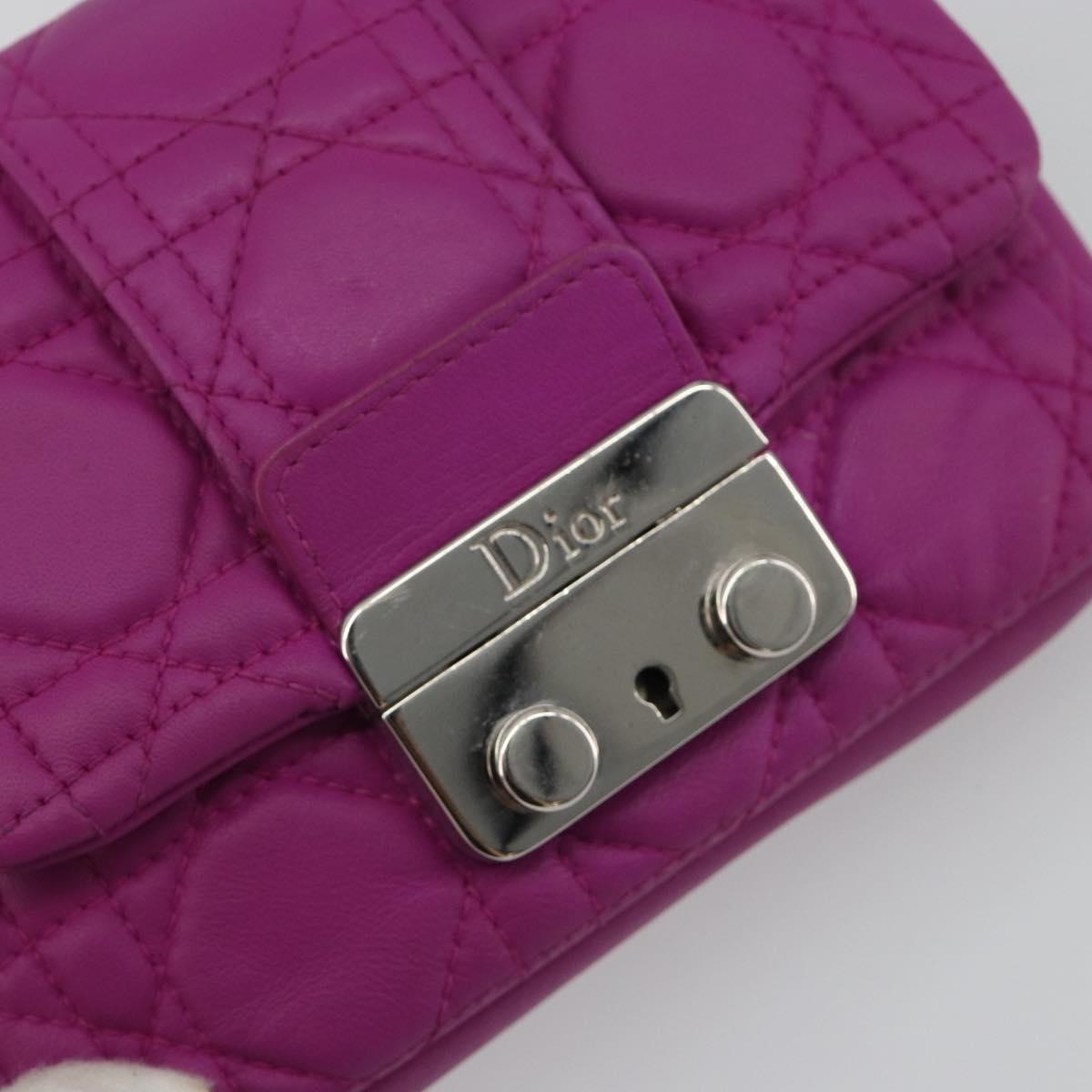 Christian Dior Chain Cannage Shoulder Bag Lamb Skin Purple Auth 189118A