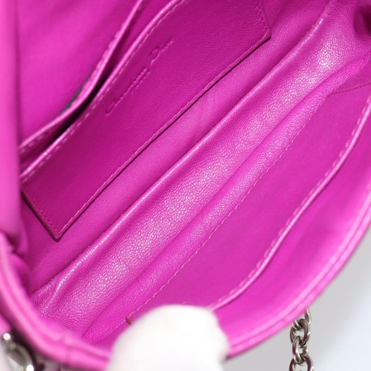 Christian Dior Chain Cannage Shoulder Bag Lamb Skin Purple Auth 189118A