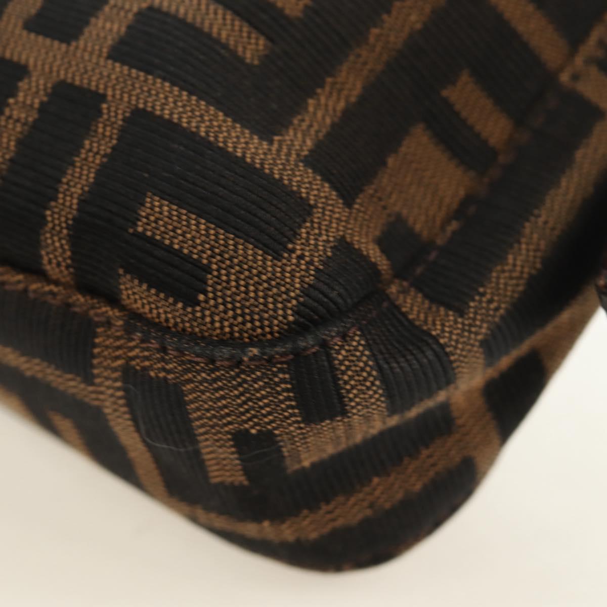 FENDI Zucca Canvas Mamma Baguette Shoulder Bag Black Brown Auth 189121SV