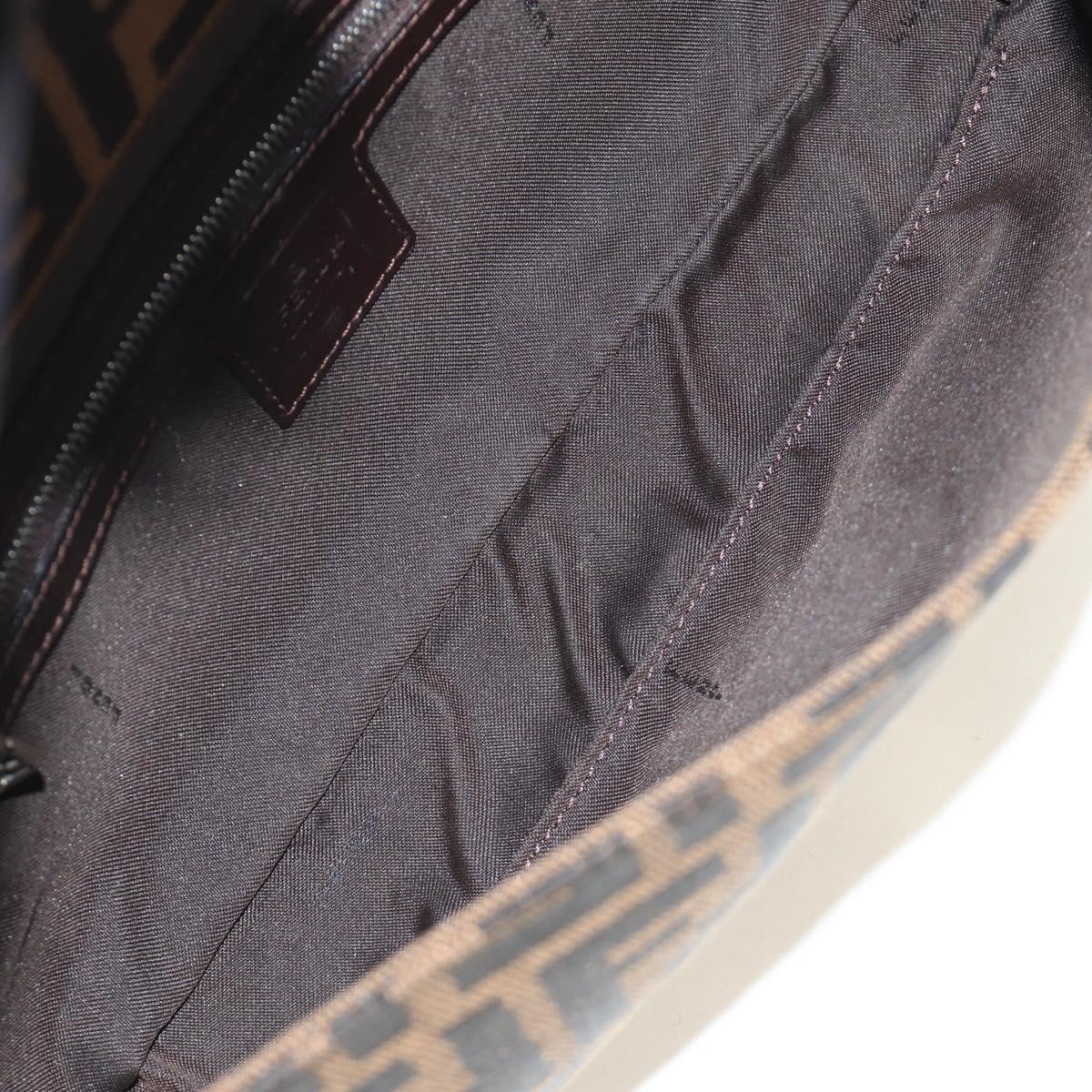 FENDI Zucca Canvas Mamma Baguette Shoulder Bag Black Brown Auth 189121SV