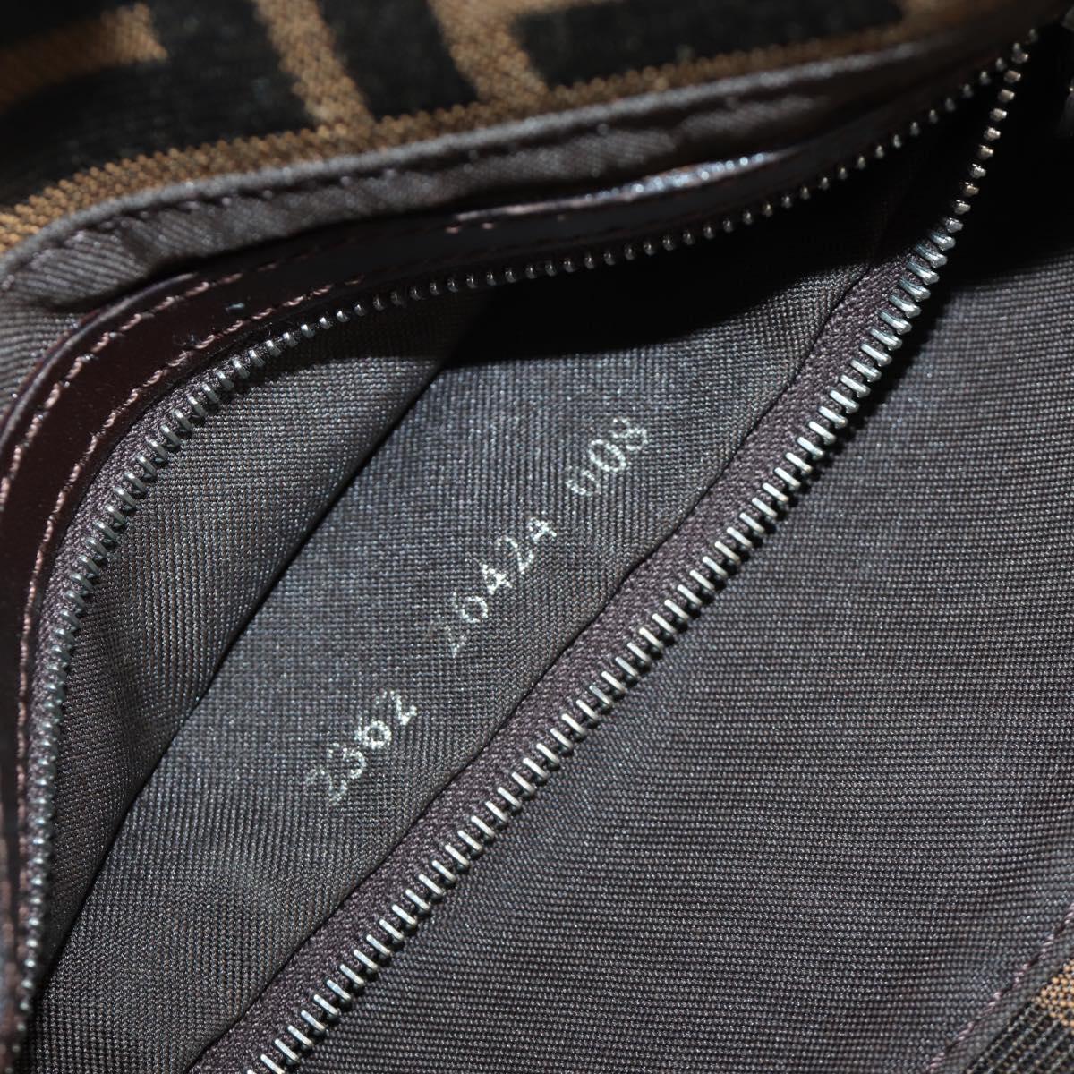 FENDI Zucca Canvas Mamma Baguette Shoulder Bag Black Brown Auth 189121SV