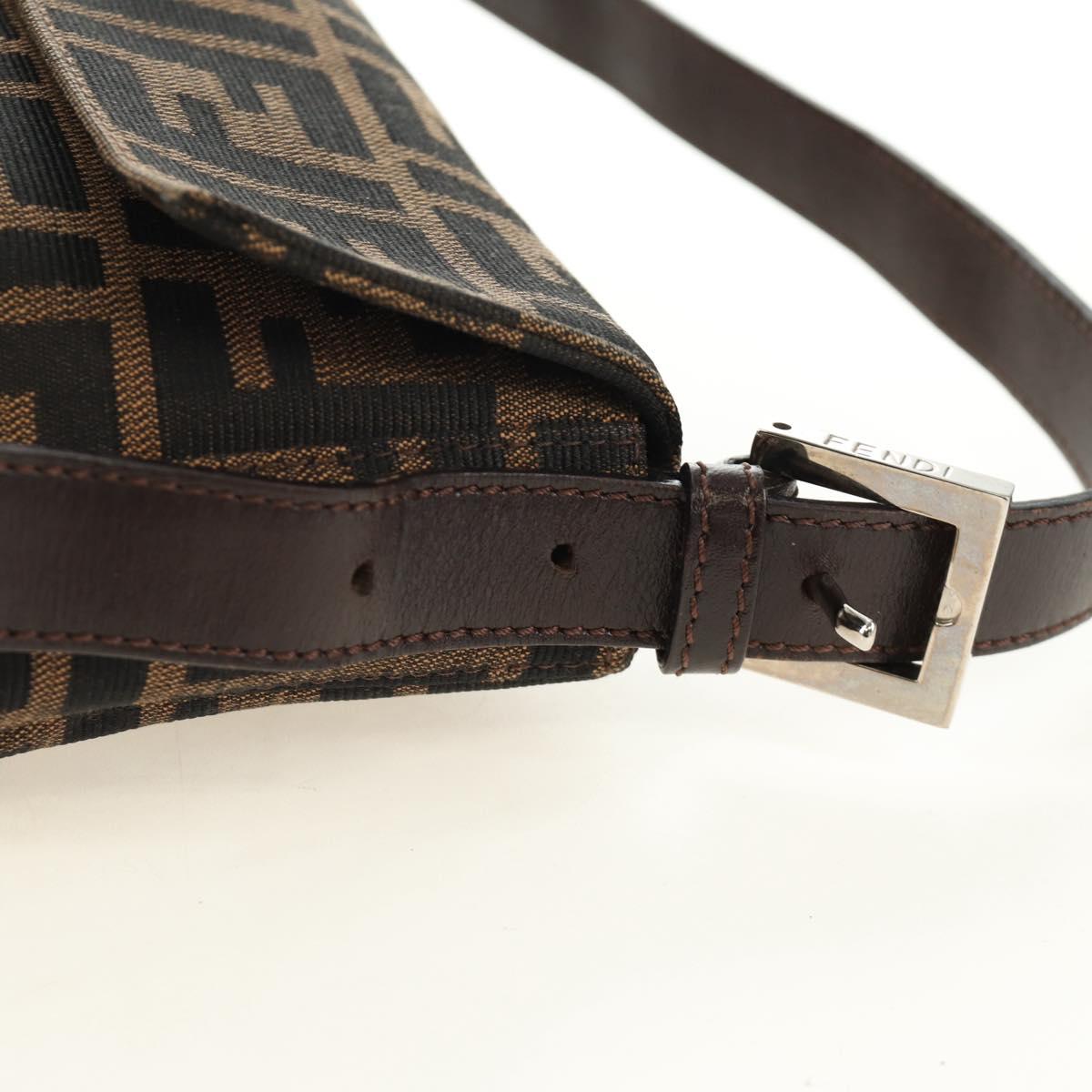 FENDI Zucca Canvas Mamma Baguette Shoulder Bag Black Brown Auth 189121SV
