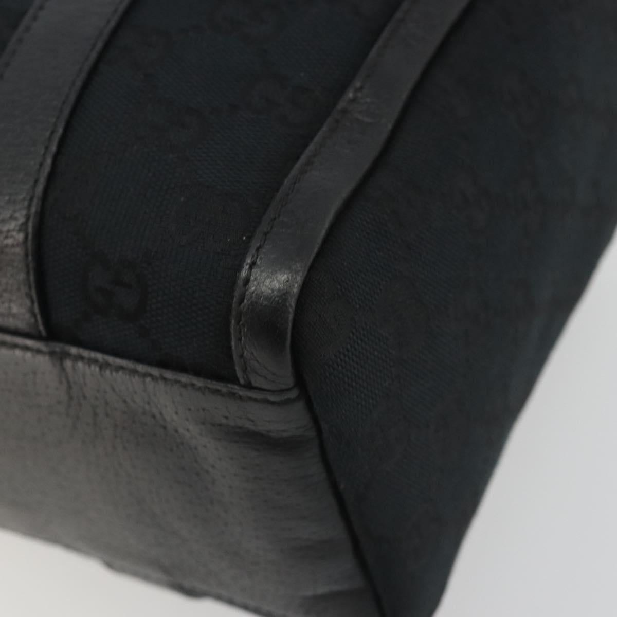 GUCCI GG Canvas Abbey Boston Bag Black Gold 130942 Auth 189128A