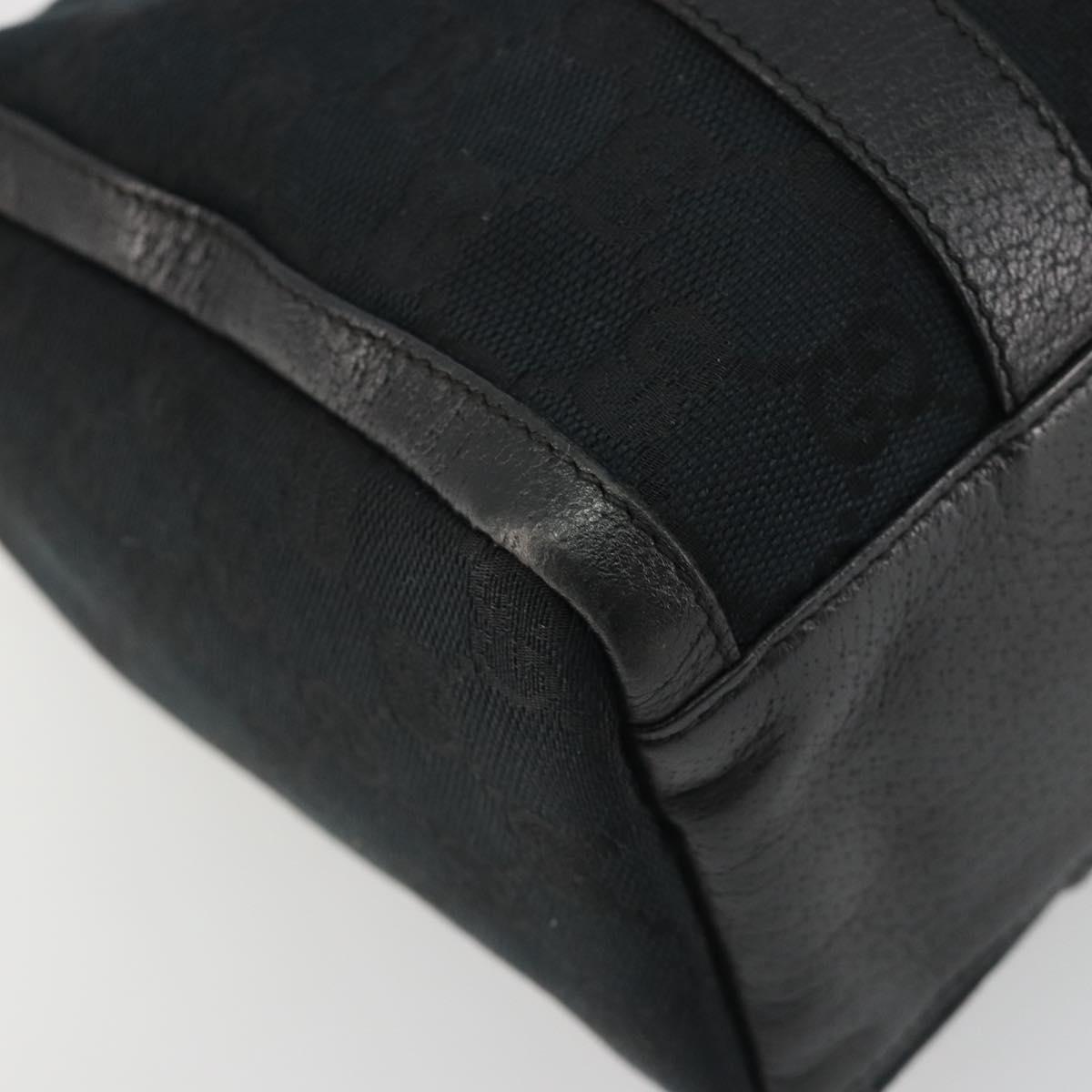 GUCCI GG Canvas Abbey Boston Bag Black Gold 130942 Auth 189128A