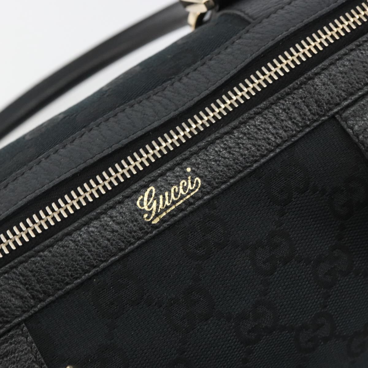GUCCI GG Canvas Abbey Boston Bag Black Gold 130942 Auth 189128A