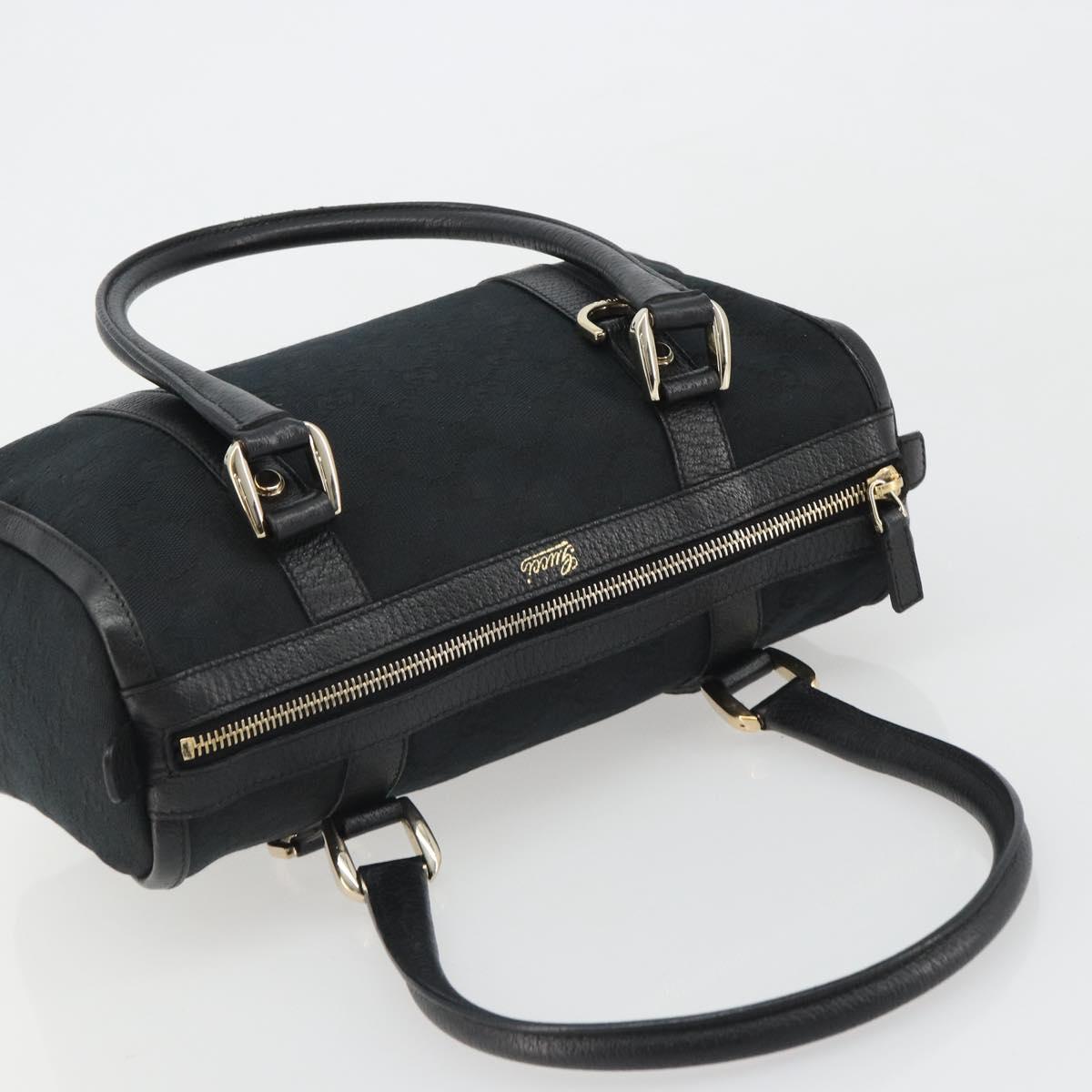 GUCCI GG Canvas Abbey Boston Bag Black Gold 130942 Auth 189128A