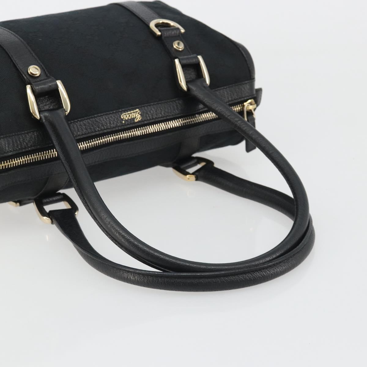 GUCCI GG Canvas Abbey Boston Bag Black Gold 130942 Auth 189128A