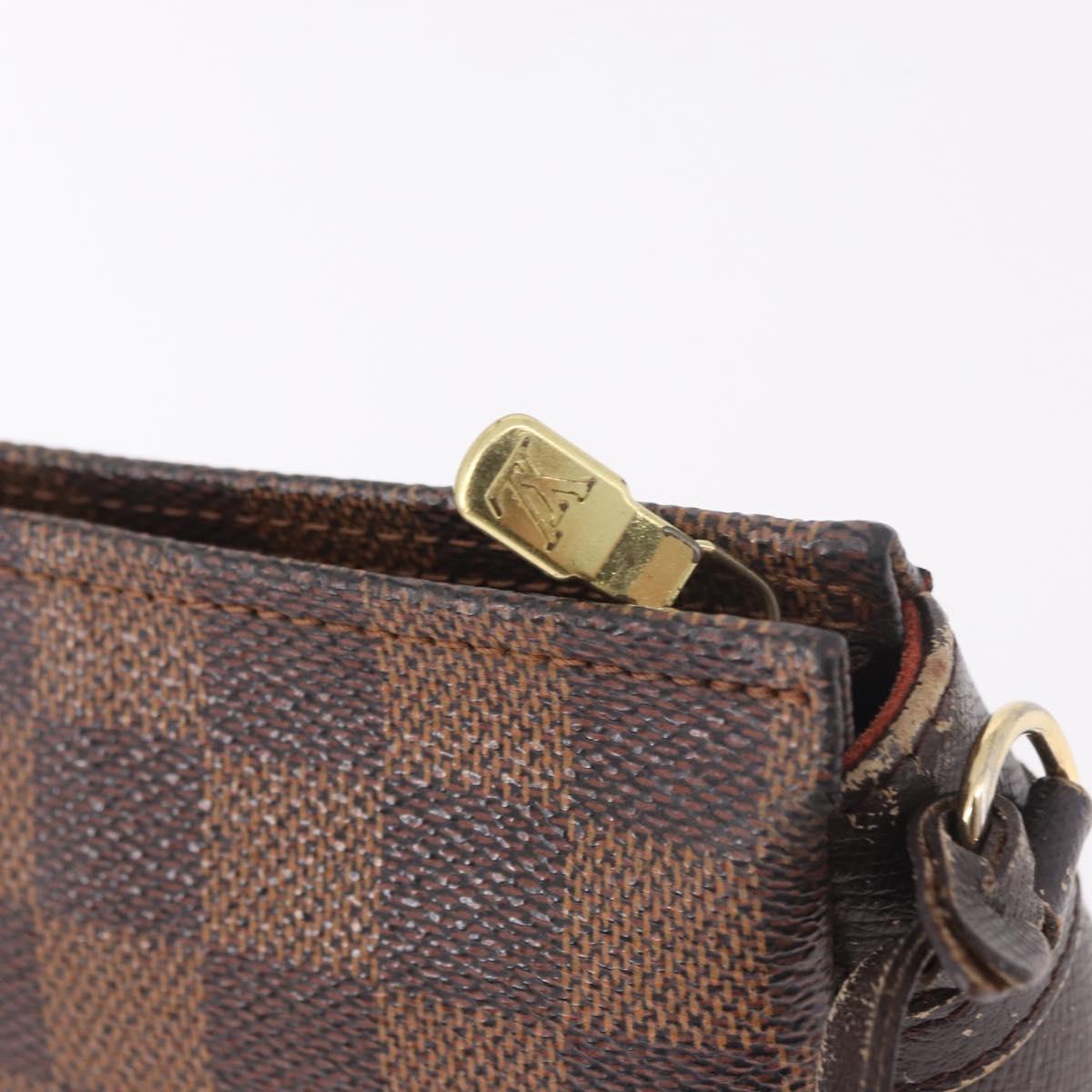 LOUIS VUITTON Damier Ebene Trousse Make Up Pouch N51982 LV Auth 189142