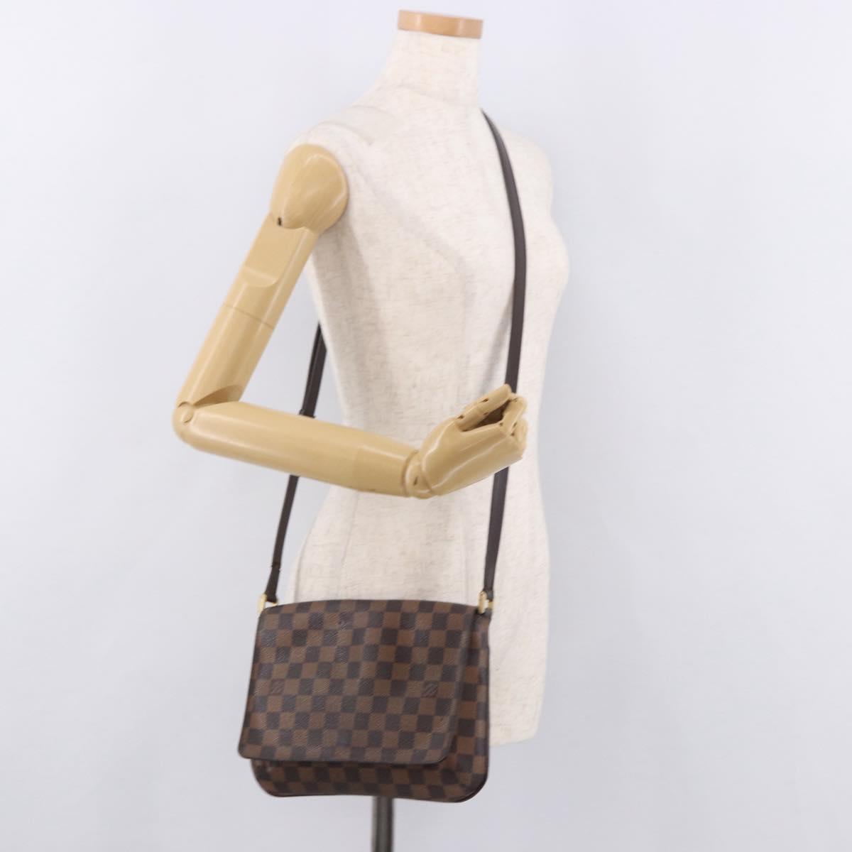 LOUIS VUITTON Damier Ebene Musette Tango Long Shoulder Bag N51301 LV Auth 189143
