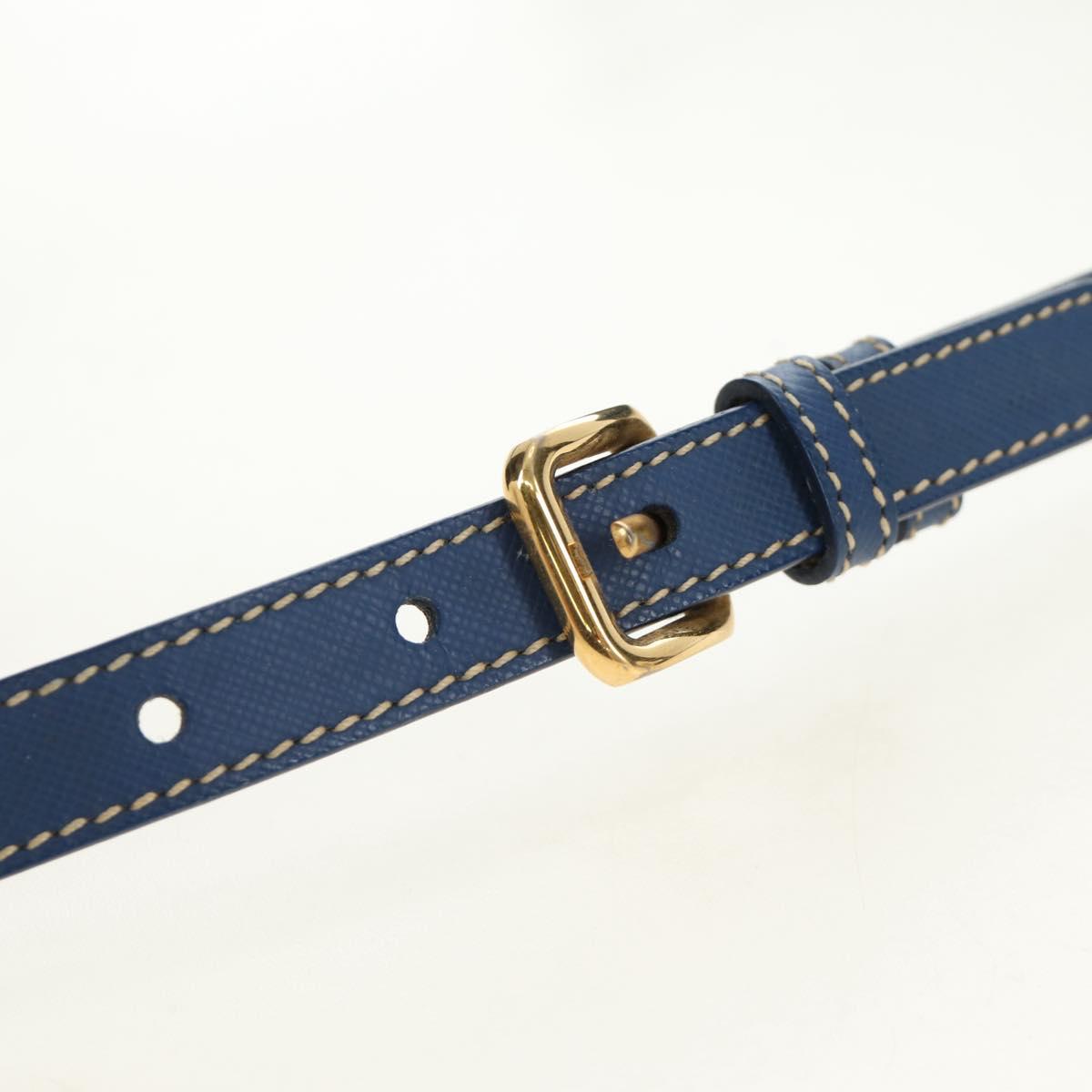 PRADA Shoulder Bag Nylon 2way Blue Gold Auth 189145V