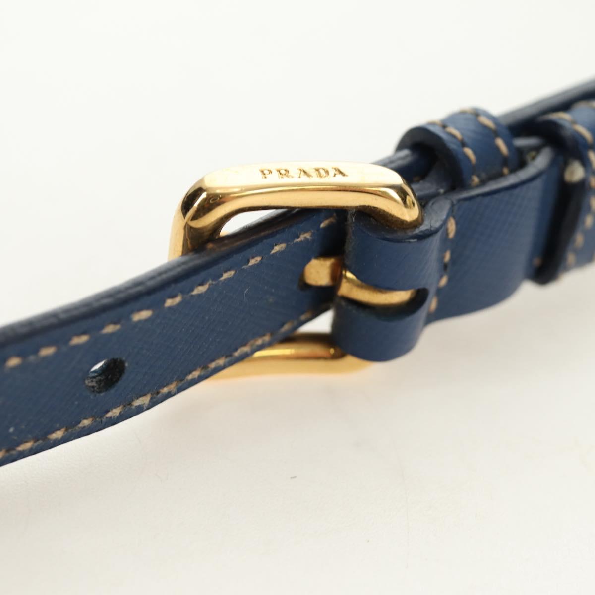 PRADA Shoulder Bag Nylon 2way Blue Gold Auth 189145V