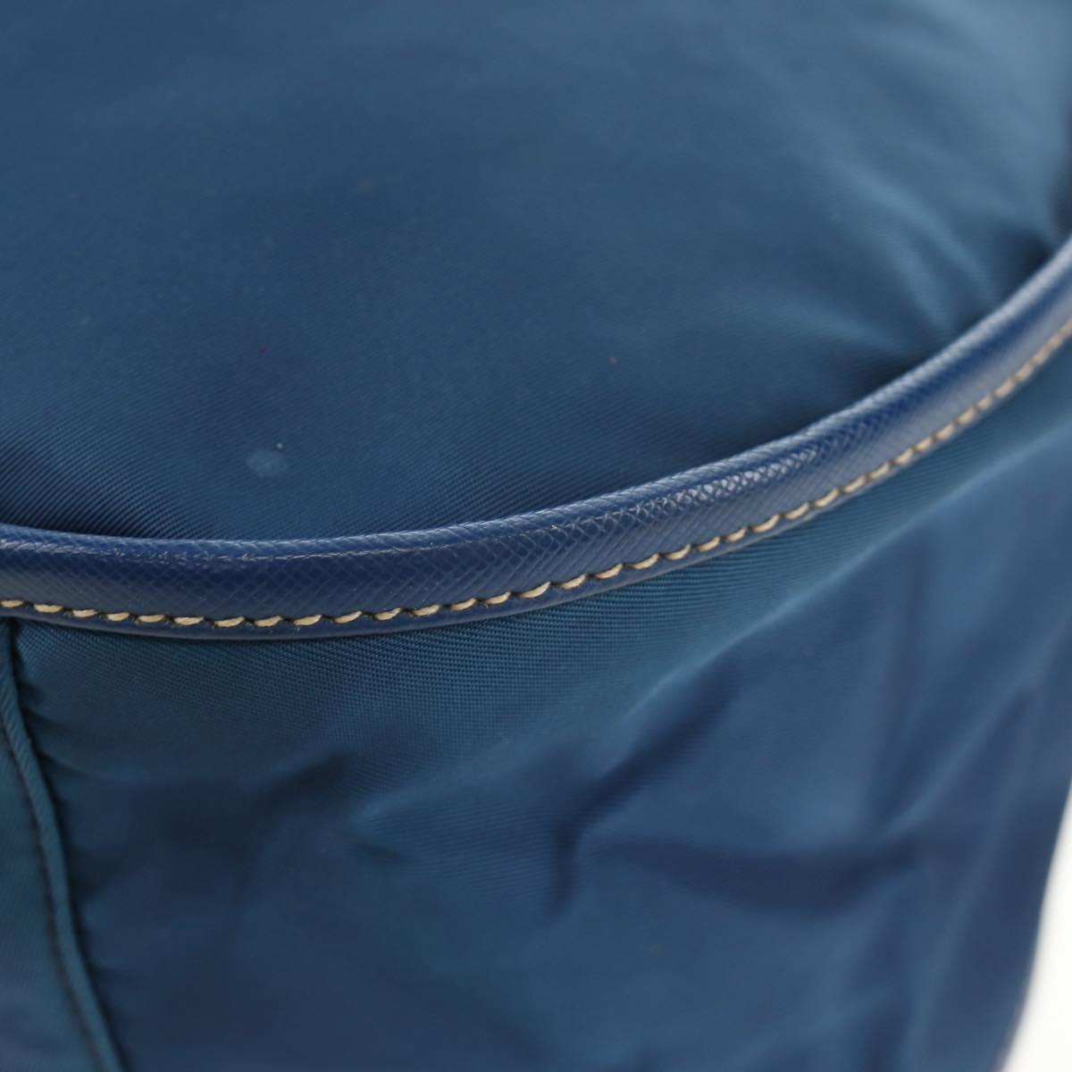 PRADA Shoulder Bag Nylon 2way Blue Gold Auth 189145V