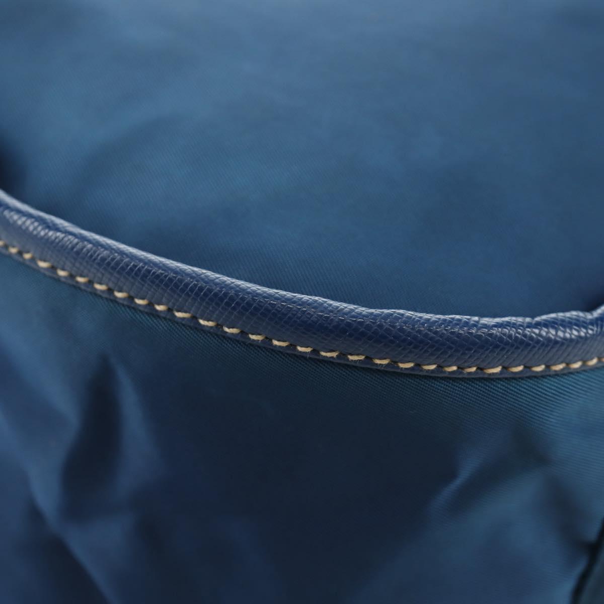 PRADA Shoulder Bag Nylon 2way Blue Gold Auth 189145V