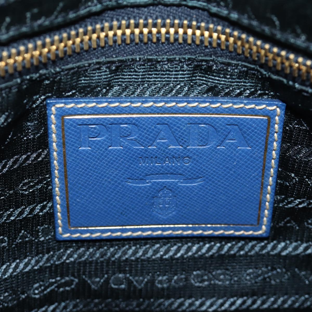 PRADA Shoulder Bag Nylon 2way Blue Gold Auth 189145V