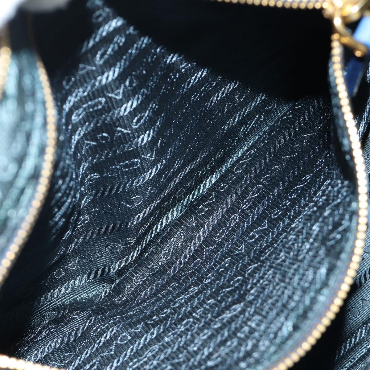 PRADA Shoulder Bag Nylon 2way Blue Gold Auth 189145V