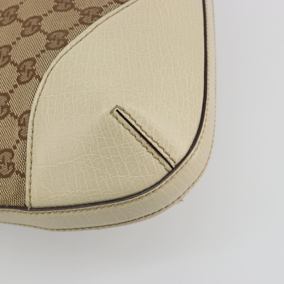 GUCCI GG Canvas Horsebit Shoulder Bag Beige 137388 Auth 189146V